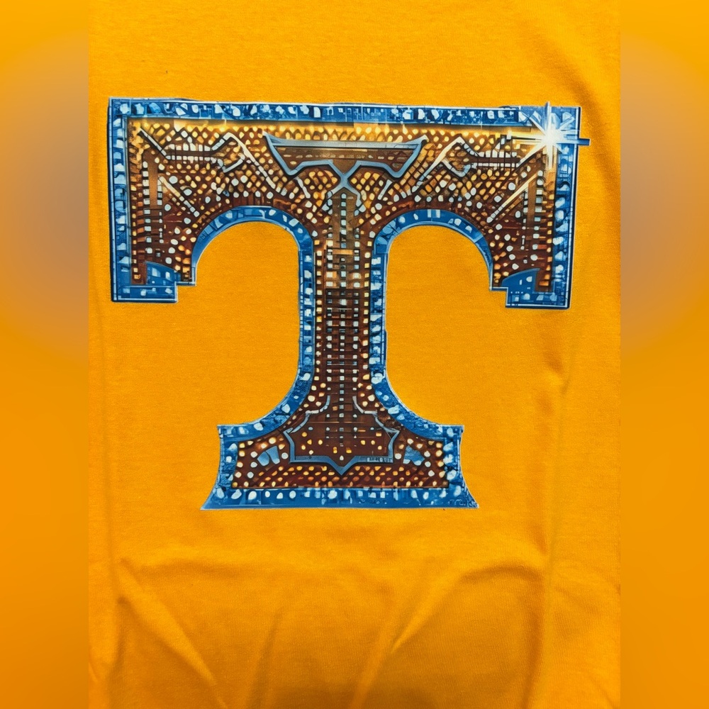 SPECIAL NEW Large Yellow T-Shirt with Embellished T Design